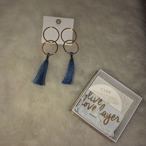 Gold and blue statement earrings